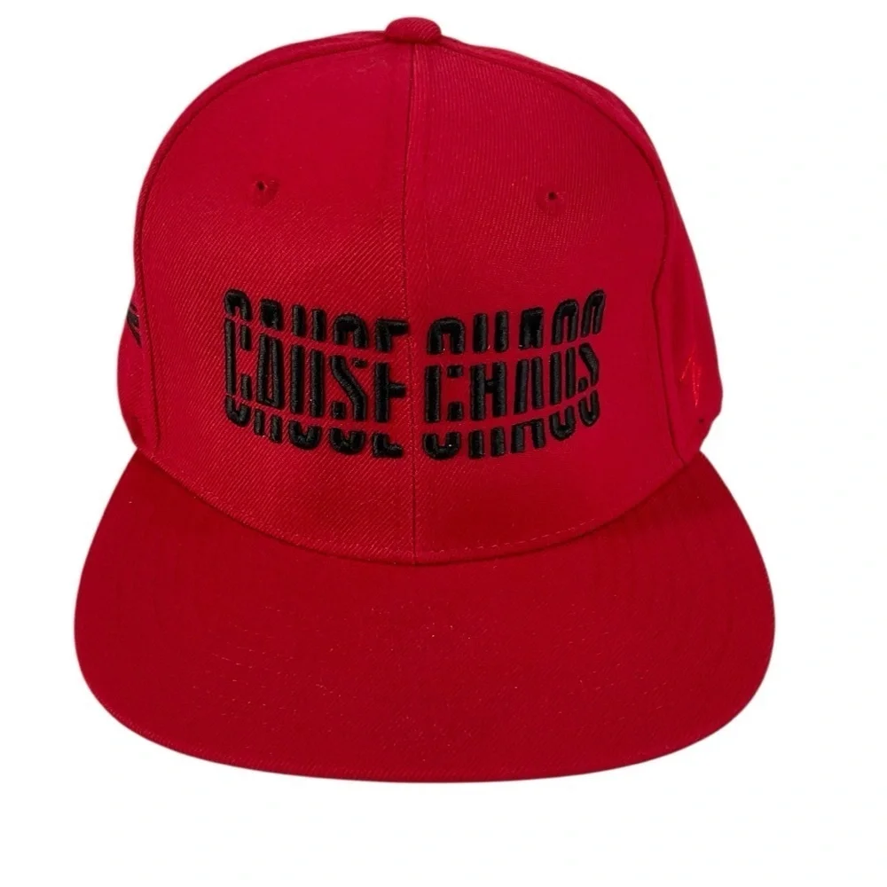 Carolina Hurricanes Snapback Hat Red  Embroidered Cause Chaos Playoffs Zephyr